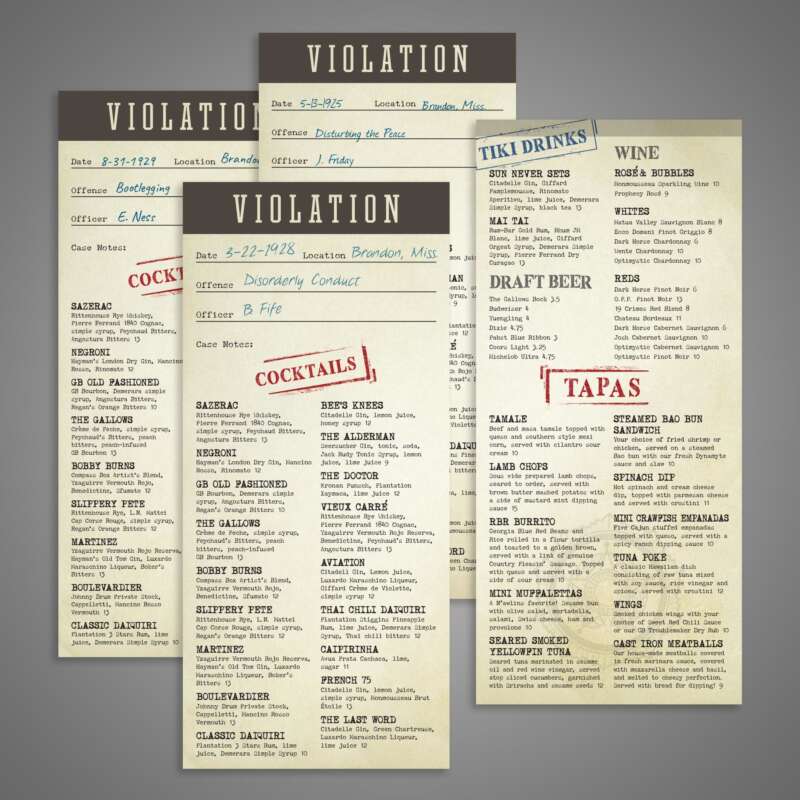 The Gallows Bar Menus